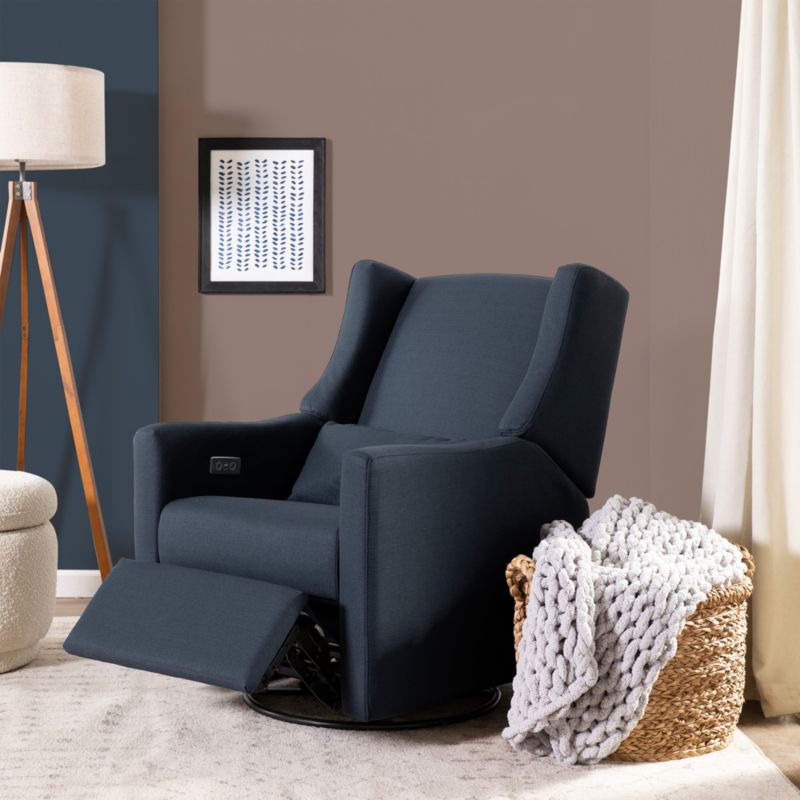 Babyletto Kiwi Navy Blue Nursery Power Glider Recliner Chair with Metal Base - image 1 of 12