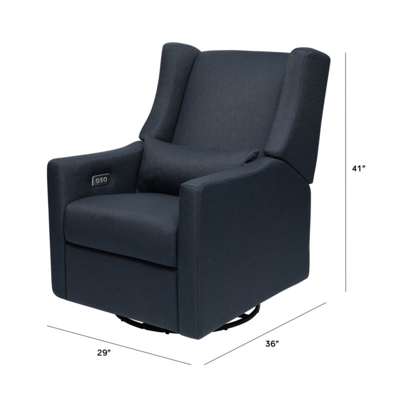 Babyletto Kiwi Navy Blue Nursery Power Glider Recliner Chair with Metal Base - image 8 of 12