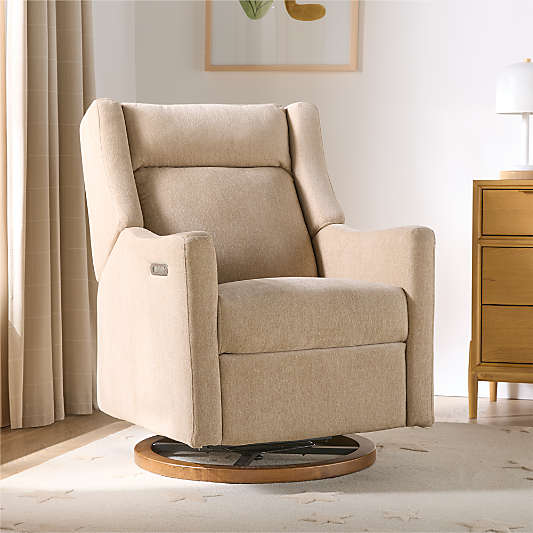 Babyletto Kiwi Pro Desert Tan Swivel Glider Power Recliner Nursery Chair