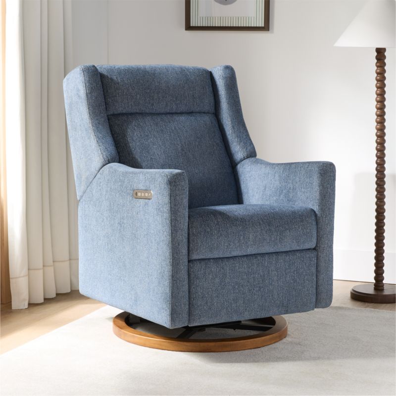 Babyletto Kiwi Pro Ocean Blue Swivel Glider Power Recliner Nursery Chair - image 1 of 10