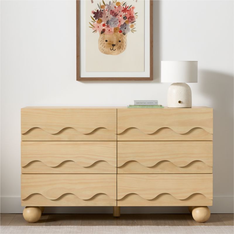 Babyletto 56" Lido Wave Blonde Wood 6-Drawer Kids Dresser - image 1 of 3