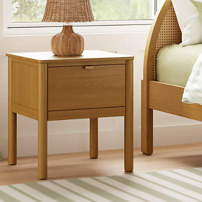 Babyletto Bondi Honey Wood Kids Nightstand with Drawer