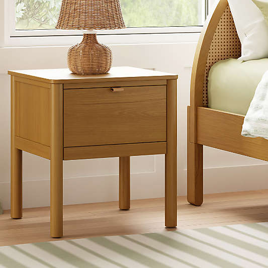 Babyletto Bondi Honey Wood Kids Nightstand with Drawer