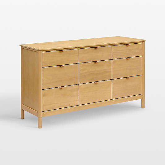 Babyletto 61" Bondi Honey Wood Wide 9-Drawer Kids Dresser