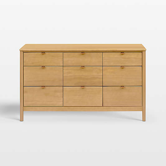 Babyletto 61" Bondi Honey Wood Wide 9-Drawer Kids Dresser