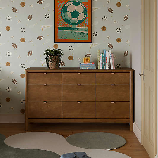 Babyletto 61" Bondi Natural Walnut Wide 9-Drawer Kids Dresser