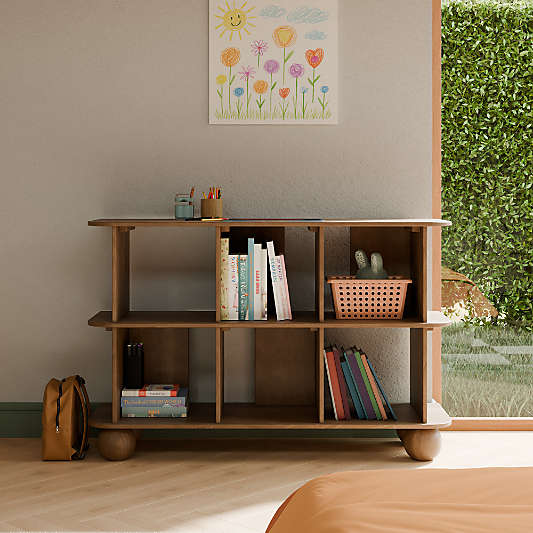 Babyletto Crosby Natural Walnut Wood Kids Open Bookcase