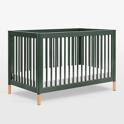 Babyletto Gelato Forest Green Natural Wood 4-in-1 Convertible Baby Crib with Toddler Bed Conversion Kit