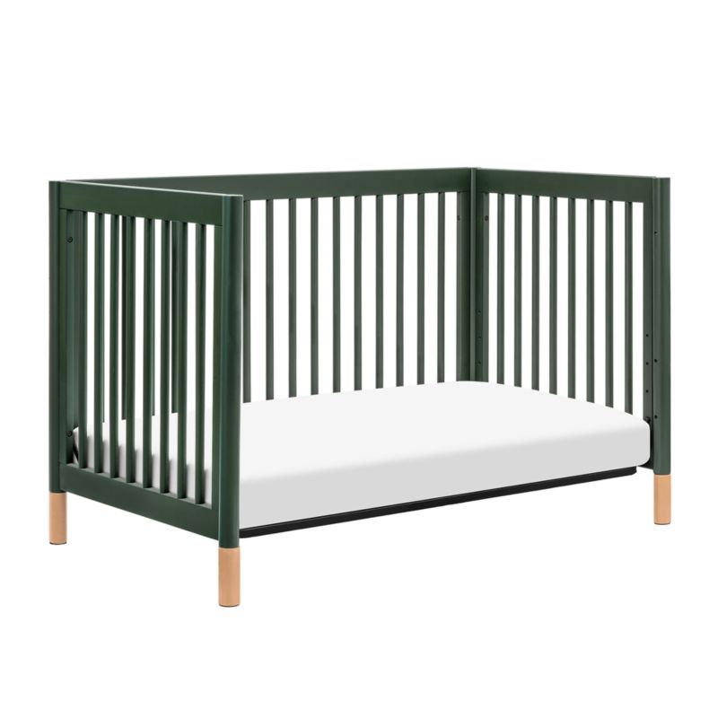 Babyletto Gelato Forest Green Natural Wood & Vegan Tan Leather 4-in-1 Convertible Baby Crib with Toddler Bed Conversion Kit - image 7 of 13