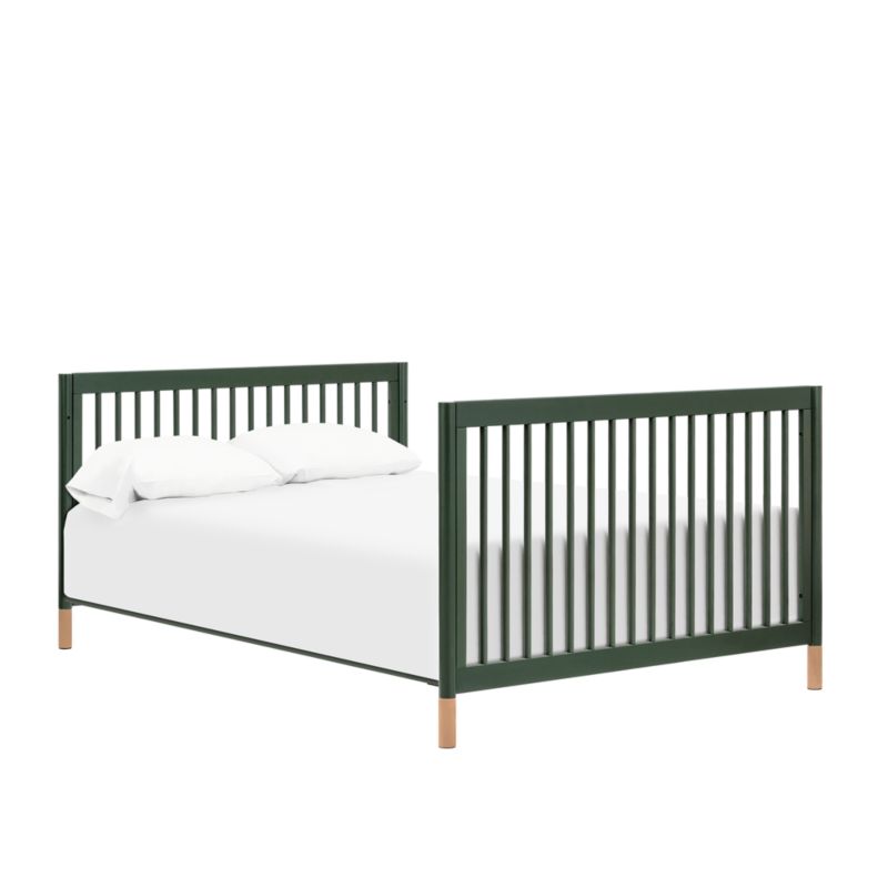 Babyletto Gelato Forest Green Natural Wood & Vegan Tan Leather 4-in-1 Convertible Baby Crib with Toddler Bed Conversion Kit - image 8 of 13