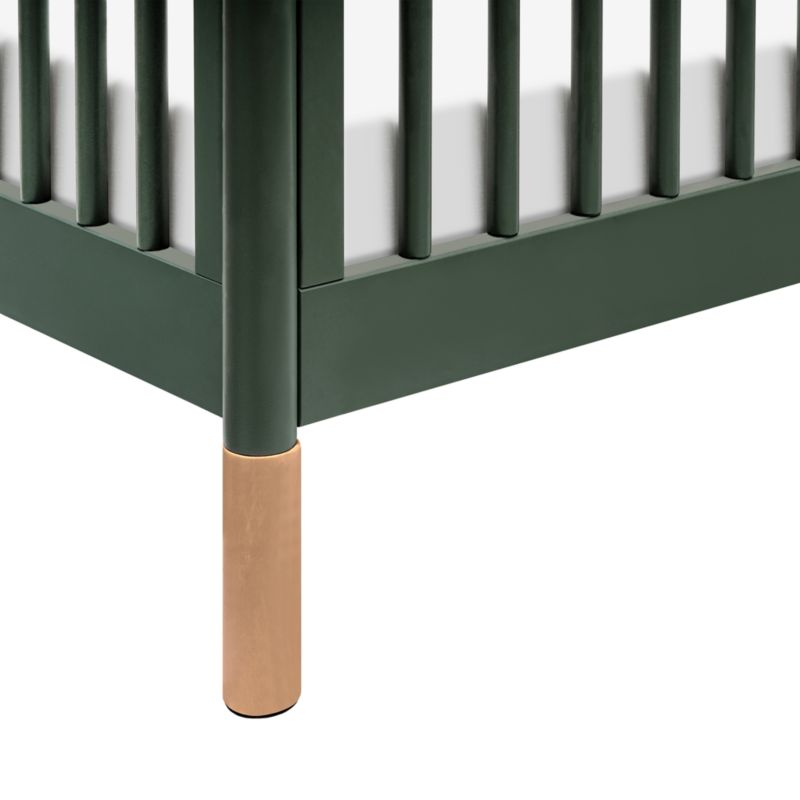 Babyletto Gelato Forest Green Natural Wood & Vegan Tan Leather 4-in-1 Convertible Baby Crib with Toddler Bed Conversion Kit - image 9 of 13