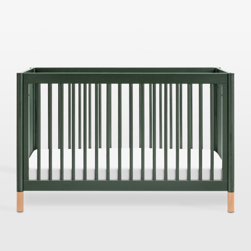 Babyletto Gelato Forest Green Natural Wood & Vegan Tan Leather 4-in-1 Convertible Baby Crib with Toddler Bed Conversion Kit - image 5 of 13