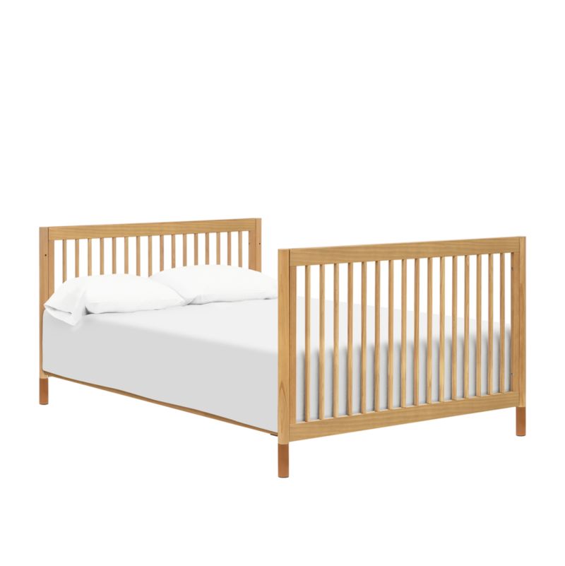 Babyletto Gelato Honey Wood & Vegan Tan Leather 4-in-1 Convertible Baby Crib with Toddler Bed Conversion Kit - image 5 of 10