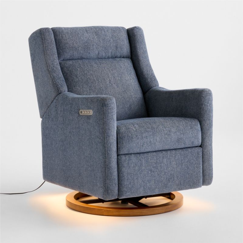 Babyletto Kiwi Pro Ocean Blue Swivel Glider Power Recliner Nursery Chair - image 8 of 10