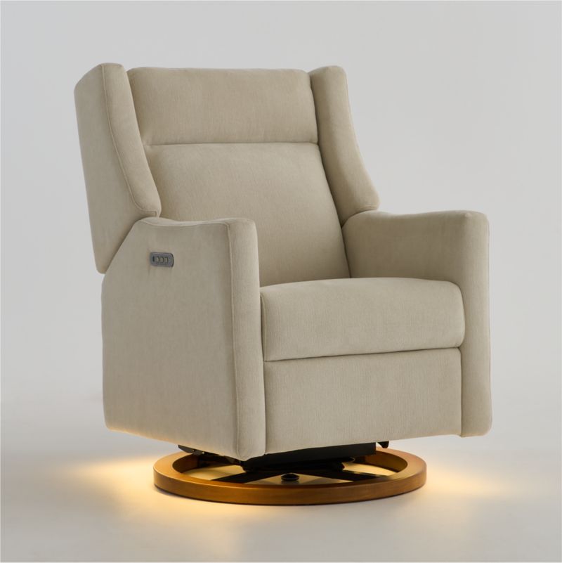 Babyletto Kiwi Pro Oyster Cream Swivel Glider Power Recliner Nursery Chair - image 9 of 11