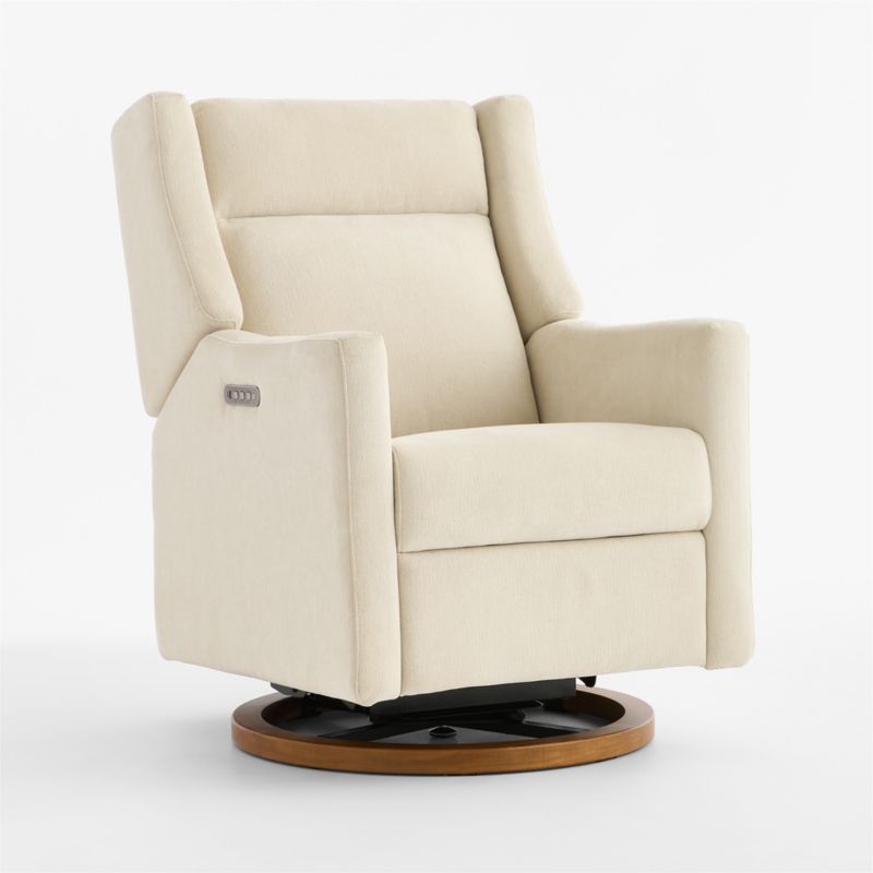 Babyletto Kiwi Pro Oyster Cream Swivel Glider Power Recliner Nursery Chair - image 1 of 11