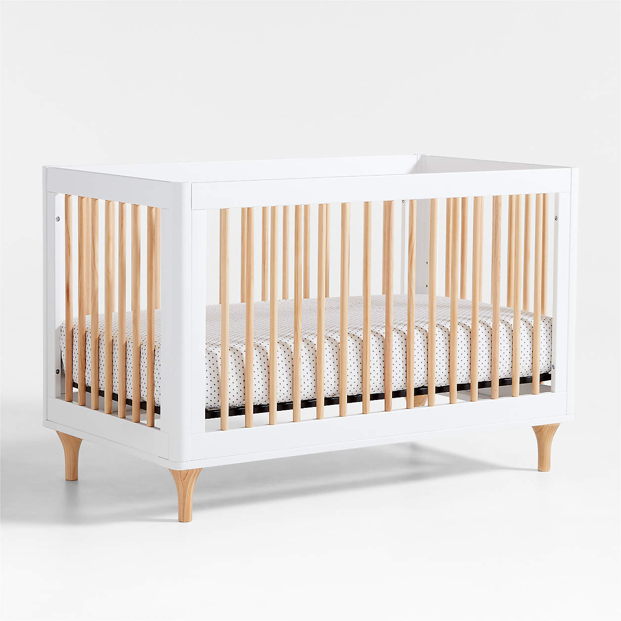 Babyletto Lolly White & Natural 3in1 Wood Convertible Baby Crib with
