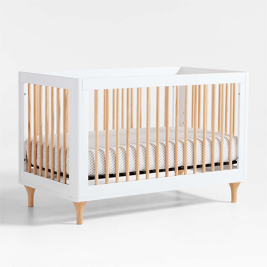 Babyletto Lolly White & Natural 3in1 Wood Convertible Baby Crib with