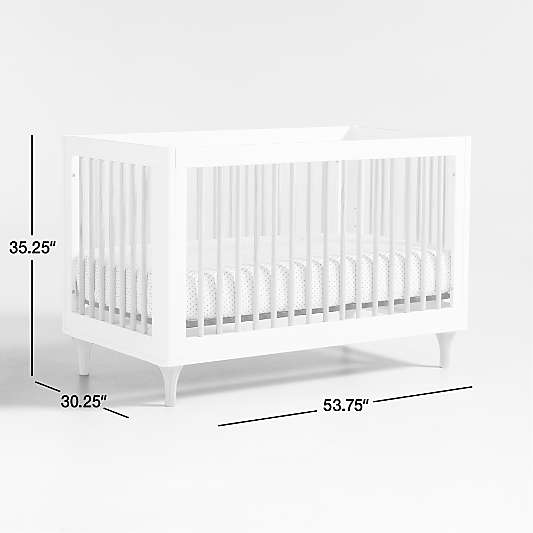 Babyletto Lolly White & Natural Wood 3-in-1 Convertible Baby Crib with Toddler Bed Conversion Kit