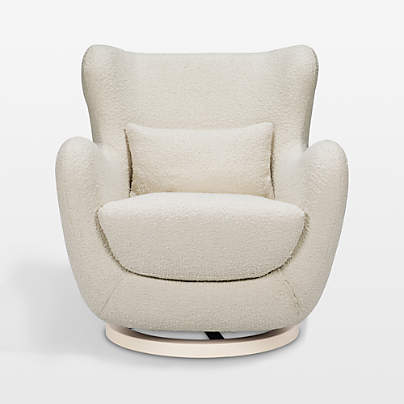 Babyletto x Nursery Works Solstice Ivory Boucle Nursery Glider Chair with Ivory Wood Base