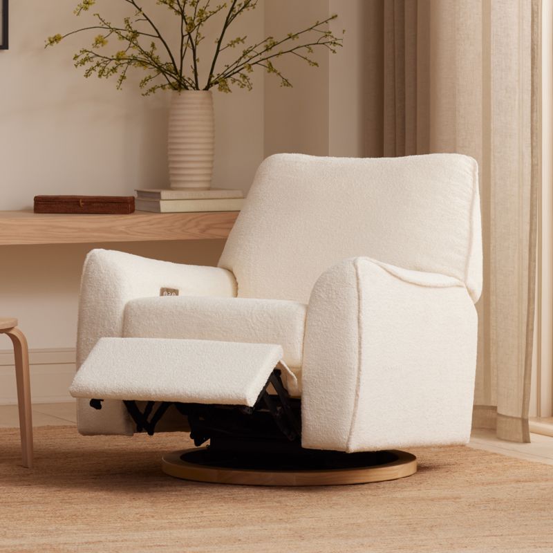 Babyletto Sunday Performance Chantilly Fleece Nursery Power Glider Recliner Chair with Light Wood Base - image 6 of 12