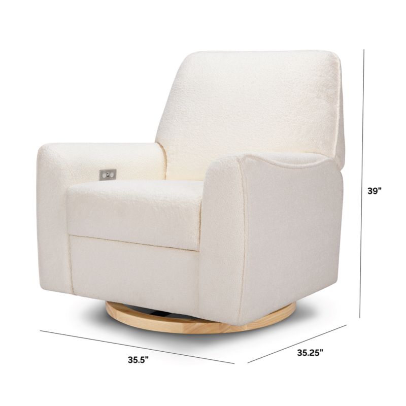 View Babyletto Sunday Performance Chantilly Fleece Nursery Power Glider Recliner Chair with Light Wood Base - image 3 of 13