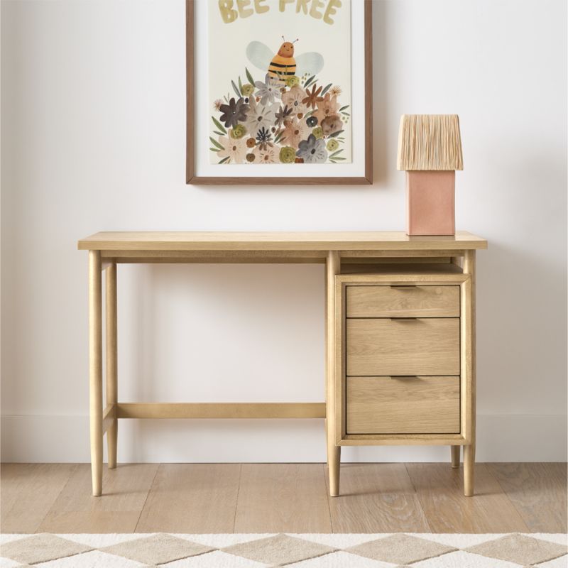Bodie 47" Natural Oak Wood 3-Drawer Kids Desk - image 2 of 7