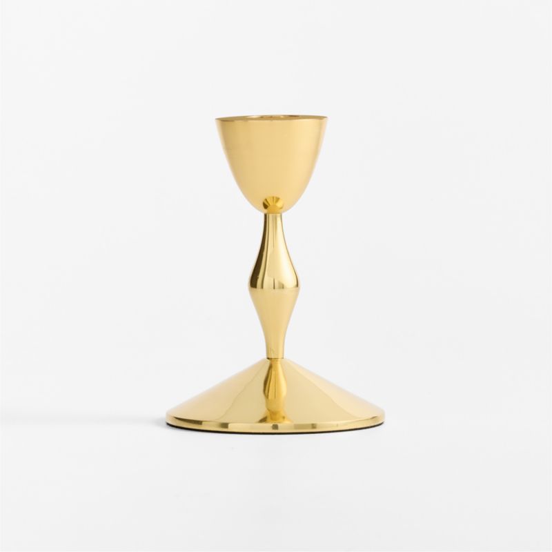 Beaded Mini Polished Brass Finish Metal Taper Holder 4.5" - image 5 of 6