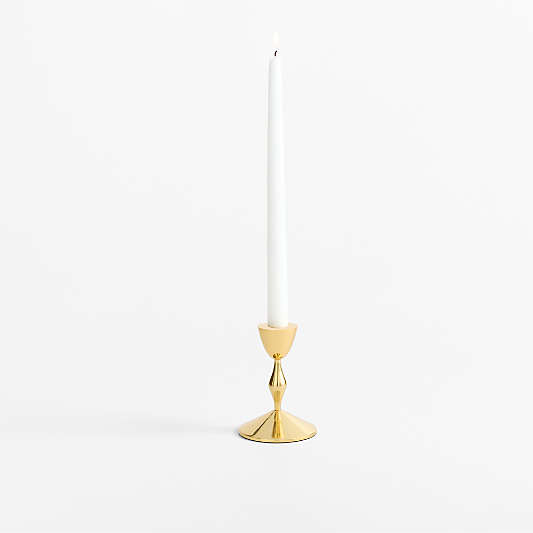 Beaded Mini Polished Brass Finish Metal Taper Holder 4.5"