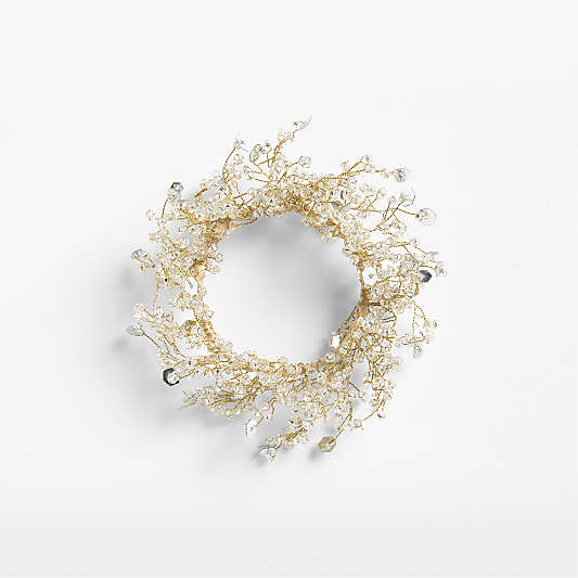 Beaded Silver and Gold Wreath Napkin Rings, Set of 4