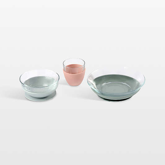 BEABA Eucalyptus Silcone and Glass Baby Meal Set