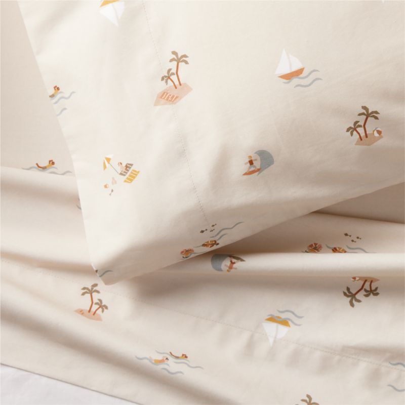 Stay Cool Beach Scene Organic Cotton Kids Queen Sheet Set - image 6 of 7