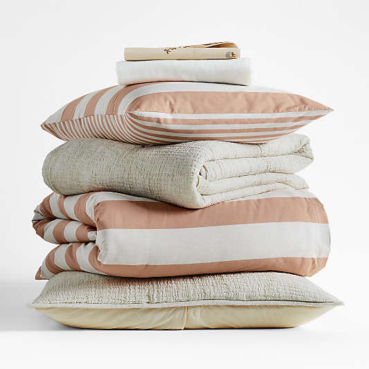 Aire Crinkle Stone Tan Hand-Quilted Kids Bedding Bundle Set