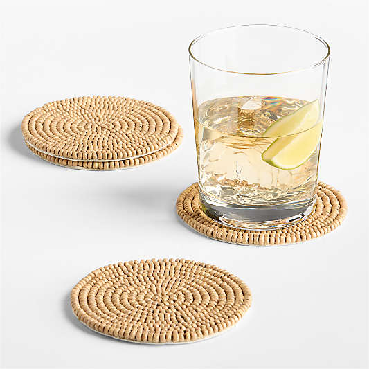 Wooden Beaded Coasters, Set of 4