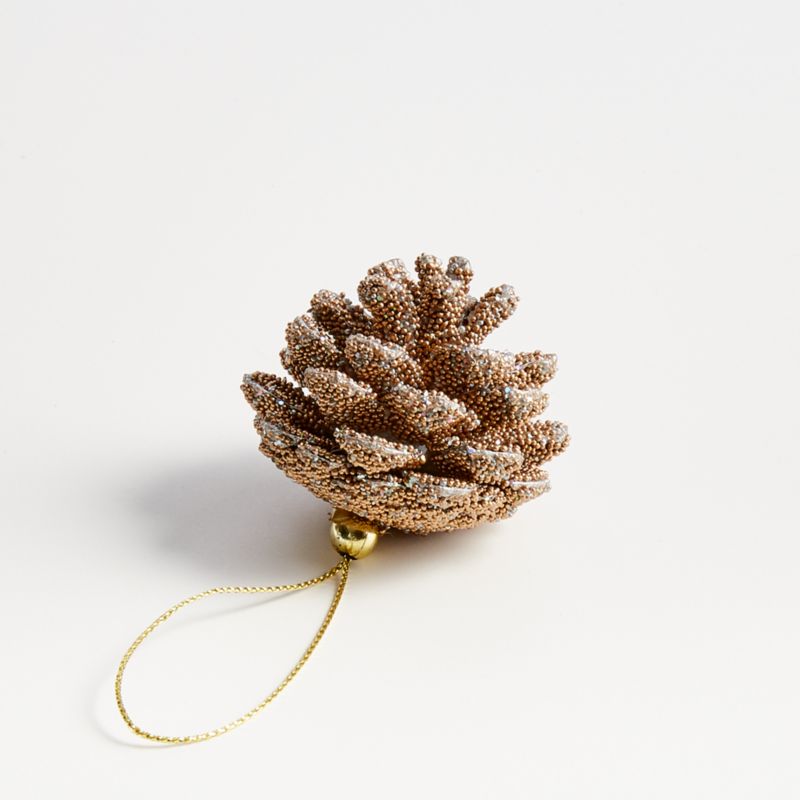 Gold-Beaded Glitter Pinecone Christmas Tree Ornament - image 0 of 4