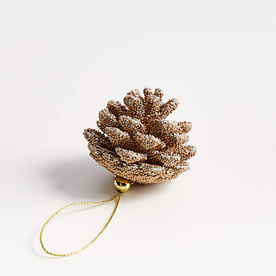 Gold-Beaded Glitter Pinecone Christmas Tree Ornament