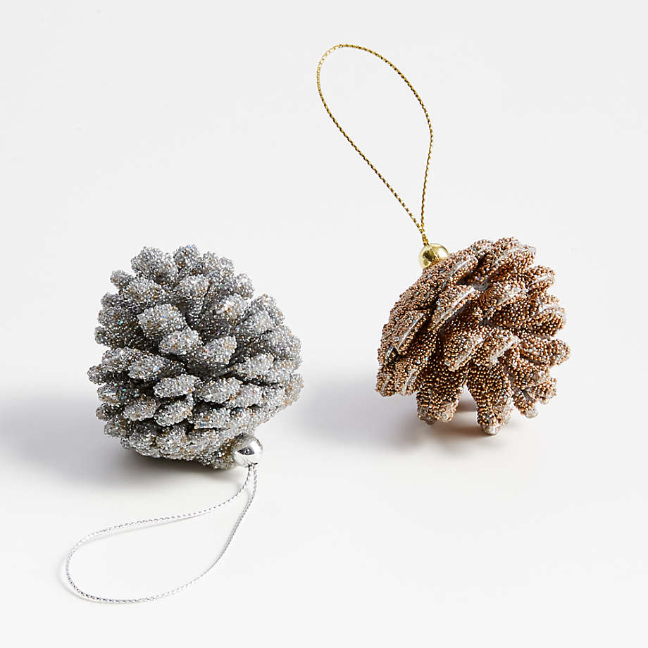 Gold-Beaded Glitter Pinecone Christmas Tree Ornament + Reviews