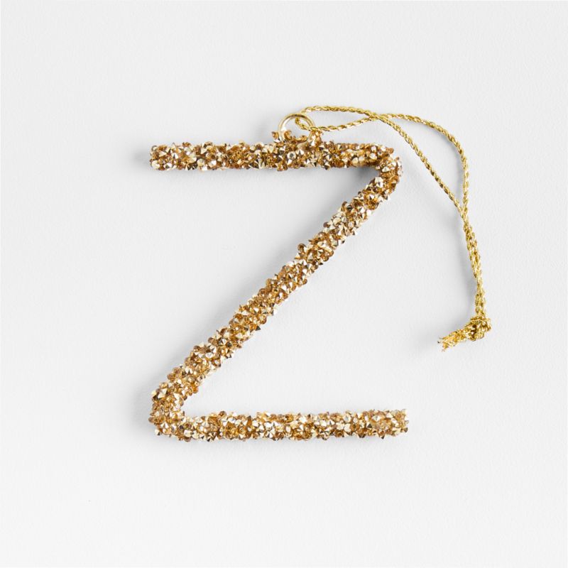 Gold Beaded Monogram "Z" Letter Christmas Tree Ornament
