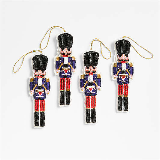 Beaded Nutcracker Christmas Tree Ornament, Set of 4