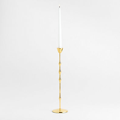 View Beaded Large Polished Brass Finish Metal Taper Holder 17.5" details