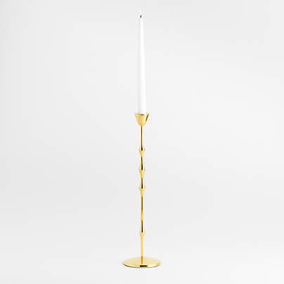 Beaded Large Polished Brass Finish Metal Taper Holder 17.5"