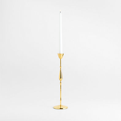 View Beaded Medium Polished Brass Finish Metal Taper Holder 14.5" details