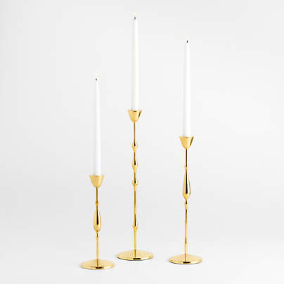 Beaded Polished Brass Finish Metal Taper Holders