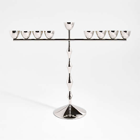 Beaded Polished Chrome Metal Menorah