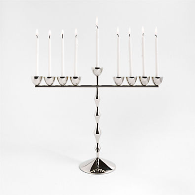 View Beaded Polished Chrome Metal Menorah details