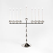 Beaded Polished Chrome Metal Menorah