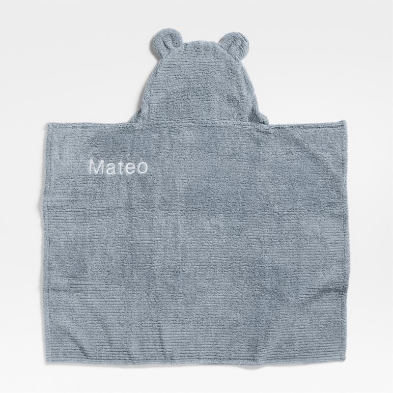 Bear Smoke Blue Organic Cotton Hooded Baby Towel