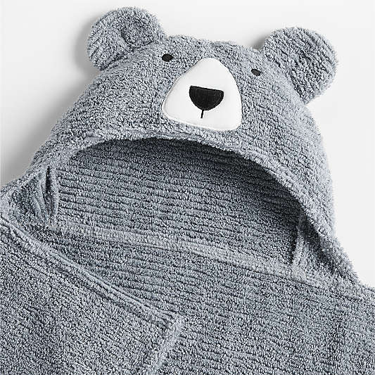 Bear Smoke Blue Organic Cotton Hooded Baby Towel