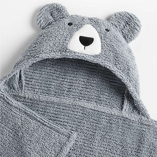 Bear Smoke Blue 100% Organic Cotton Hooded Baby Towel