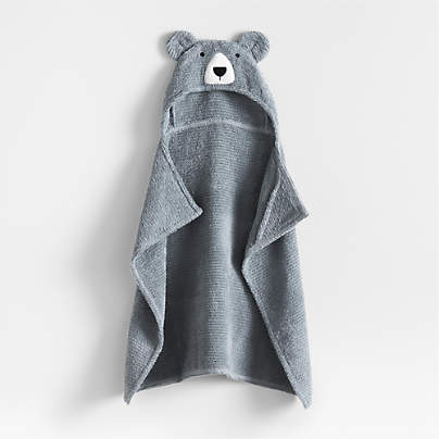 Bear Smoke Blue 100% Organic Cotton Hooded Baby Towell
